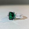 Women's Sterling Silver 925 Silver Emerald Cut Elegant Geometric Ring Electroplated