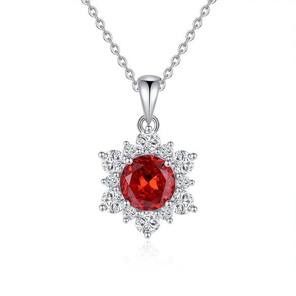 Women's 925 Sterling Silver Snowflake And Sunflower Pendant Necklace With Zircon And High Carbon Diamond