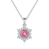 Women's 925 Sterling Silver Snowflake And Sunflower Pendant Necklace With Zircon And High Carbon Diamond