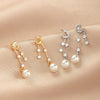 Women's Sterling Silver Star And Moon Tassel Pearl Earrings With Natural Style And Electroplated Finish