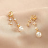 Women's Sterling Silver Star And Moon Tassel Pearl Earrings With Natural Style And Electroplated Finish