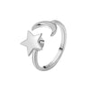 Women's 925 Sterling Silver Star Rotating Adjustable Open Ring With Electroplated Light Luxury Style
