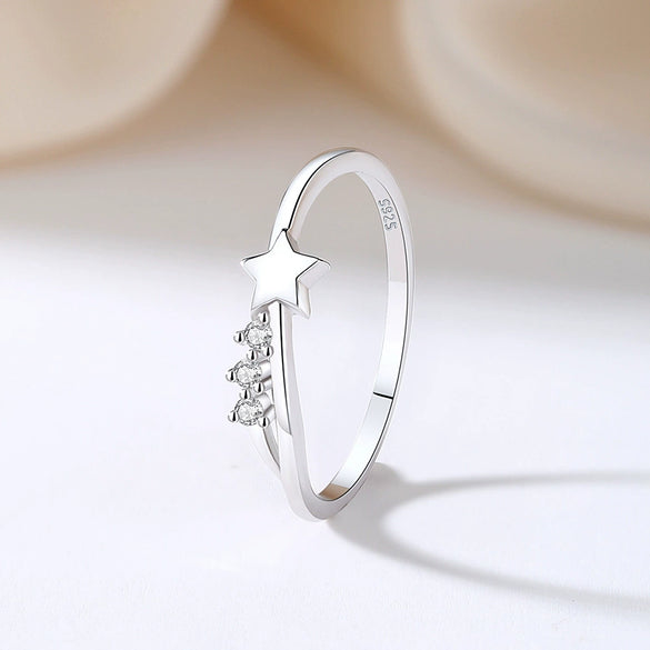 Women's 925 Sterling Silver Star Stacked Ring Electroplated Simple Fashion Little Fresh Minimalist