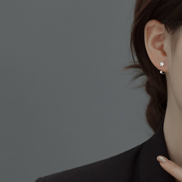 Women's Sterling Silver Star Stud Earrings With Screw Back Closure And Electroplated Light Luxury Design