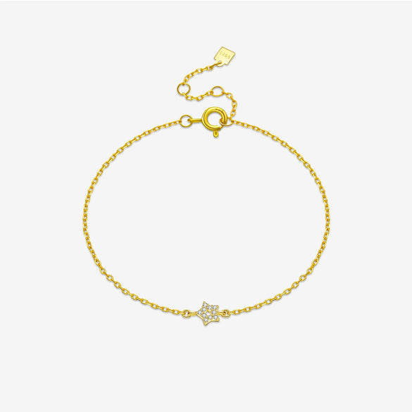 Women's 925 Sterling Silver Star Sweet Style Electroplated Platinum And 18K Gold Bracelet