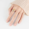 Women's Sterling Silver Sunflower Spinner Ring With Geometric Design Electroplated Adjustable Open Band