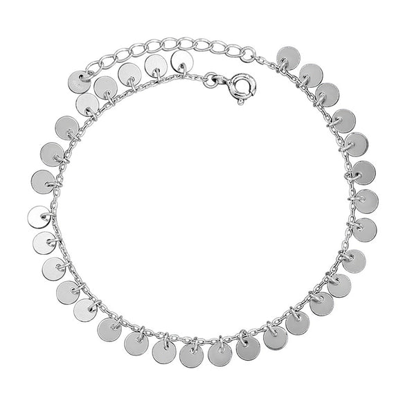 Women's 925 Sterling Silver Tassel Bracelet Simple Light Luxury Geometric Round Sequin Chain Bracelet With Electroplated Finish