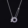 Women's Sterling Silver Tulip Peace Buckle Necklace With White Chalcedony Pendant Elegant Floral Geometric Inlaid Design