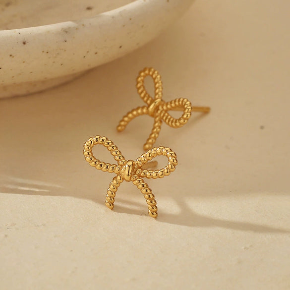 Women's 925 Sterling Silver Twist Bow Microinlay Earrings
