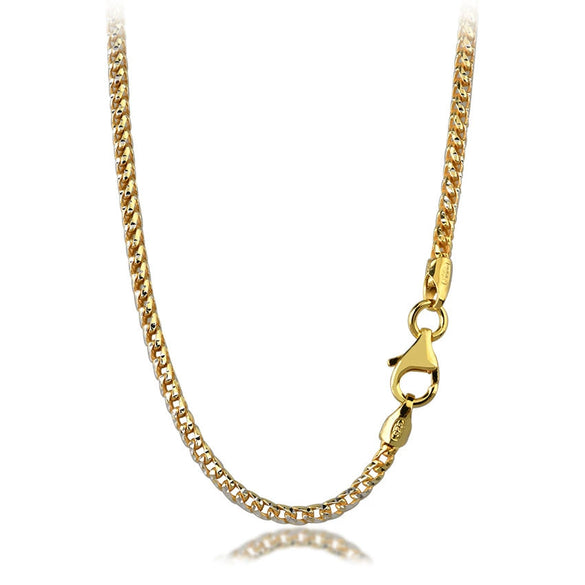 Women's 925 Sterling Silver Two Tone Geometric Twisted Chain Necklace With Glitter Cut Electroplated Finish