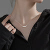 Women's 925 Sterling Silver U Shaped Pendant Necklace With Box Chain Simple Geometric Electroplated Clavicle Chain