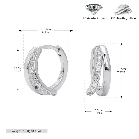 Women's 925 Sterling Silver Ushape Inlaid Zircon Earrings