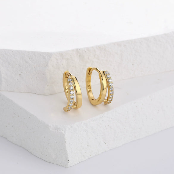 Women's 925 Sterling Silver Ushape Inlaid Zircon Earrings