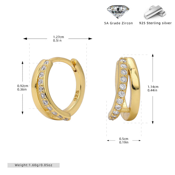 Women's 925 Sterling Silver Ushape Inlaid Zircon Earrings