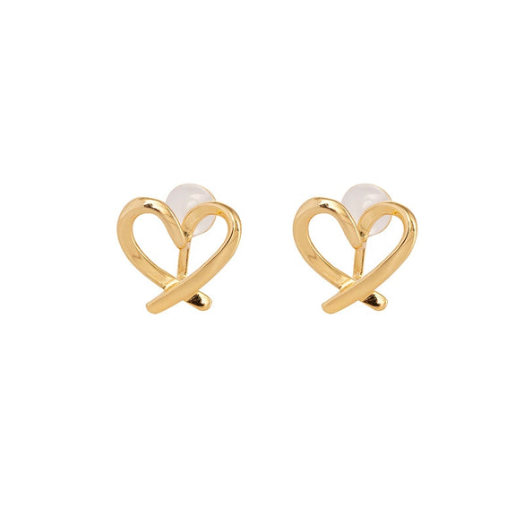Women's Sterling Silver Ushaped Heart Clipon Earrings With Electroplated Finish For Nonpierced Ears