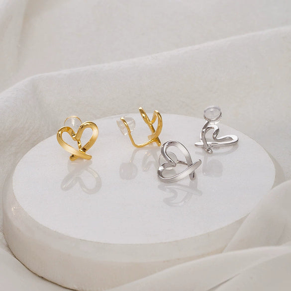 Women's Sterling Silver Ushaped Heart Clipon Earrings With Electroplated Finish For Nonpierced Ears