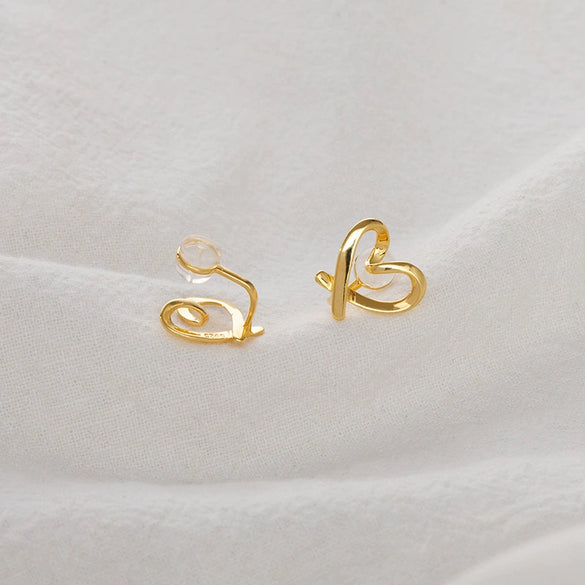 Women's Sterling Silver Ushaped Heart Clipon Earrings With Electroplated Finish For Nonpierced Ears