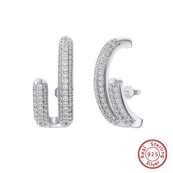 Women's 925 Sterling Silver Zircon Earrings With Geometric Animal Zodiac Patterns Electroplated