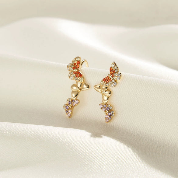 Women's 925 Sterling Silver Zircon Earrings With Geometric Animal Zodiac Patterns Electroplated