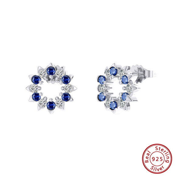 Women's 925 Sterling Silver Zircon Earrings With Geometric Animal Zodiac Patterns Electroplated