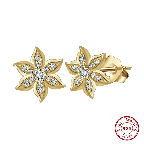 Women's 925 Sterling Silver Zircon Earrings With Geometric Animal Zodiac Patterns Electroplated