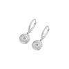 Women's Sterling Silver Zircon Eye Motif Earrings With Geometric Facial Expression Design