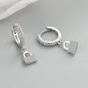 Women's 925 Sterling Silver Zircon Lock Earrings Geometric Electroplated Statement Fashion Jewelry