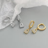 Women's 925 Sterling Silver Zircon Lock Earrings Geometric Electroplated Statement Fashion Jewelry