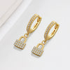 Women's 925 Sterling Silver Zircon Lock Earrings Geometric Electroplated Statement Fashion Jewelry