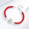 Women's 925 Sterling Silver Zodiac Rat Red Rope Bracelet Electroplated Animal Charm Fashion Hand Jewelry