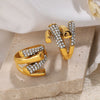 Women's Stylish Asymmetrical Geometric Inlaid Rhinestone 316L Stainless Steel Ring With Electroplating