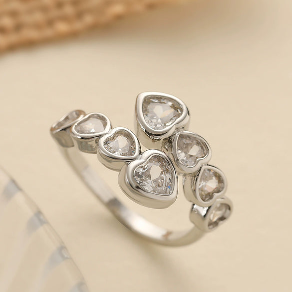 Women's Stylish Copper Plated Real Gold Zircon Geometric Open Micropaved Ring