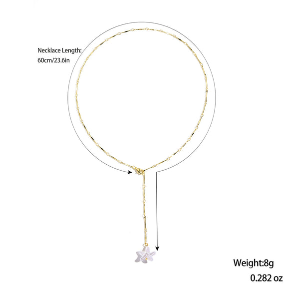 Women's Summer Alloy Geometric Irregular Blue Shell Clavicle Chain Necklace Electroplated Jewelry