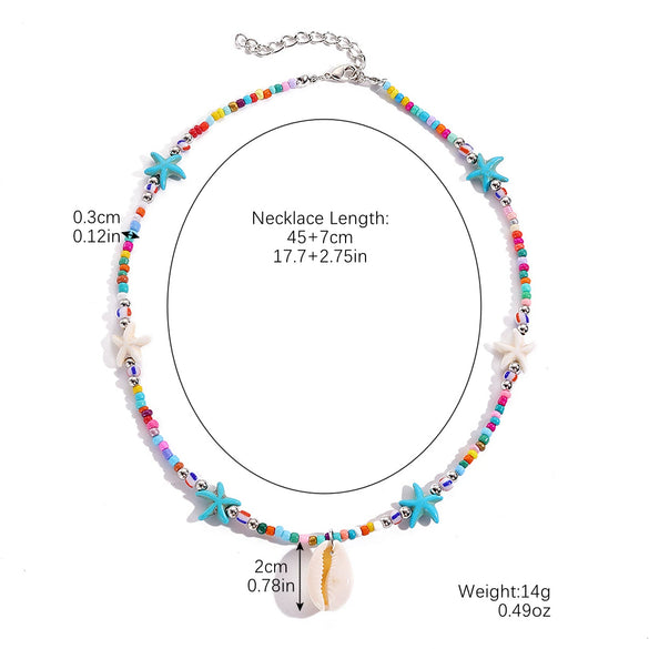 Women's Summer Alloy Geometric Irregular Blue Shell Clavicle Chain Necklace Electroplated Jewelry