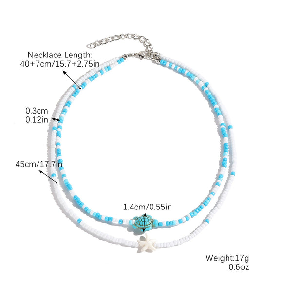 Women's Summer Alloy Geometric Irregular Blue Shell Clavicle Chain Necklace Electroplated Jewelry