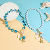 Women's Summer Alloy Geometric Irregular Blue Shell Clavicle Chain Necklace Electroplated Jewelry