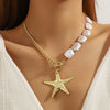Women's Summer Alloy Geometric Irregular Blue Shell Clavicle Chain Necklace Electroplated Jewelry