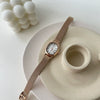 Women's Summer French Retro Alloy Case Ordinary Glass Mirror Oval Thin Band Compact Roman Golden Watch