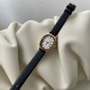 Women's Summer French Retro Alloy Case Ordinary Glass Mirror Oval Thin Band Compact Roman Golden Watch