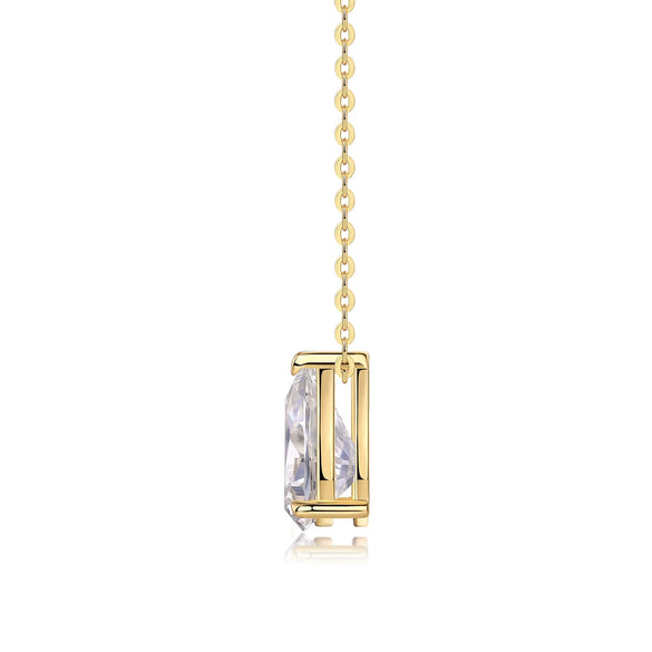 Women's Summer Necklace Water Drop Moissanite Pendant 925 Silver Geometric Design Set With Diamonds