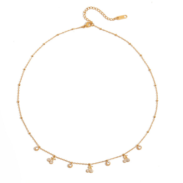 Women's Summer Stainless Steel And Titanium Steel Jewelry Cherry Clavicle Chain With Geometric Pattern Electroplating
