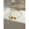 Women's Summer Stainless Steel Pearl Chain With Shell Starfish Pendant And Electroplated Geometry Design Bracelet Jewelry
