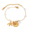 Women's Summer Stainless Steel Pearl Chain With Shell Starfish Pendant And Electroplated Geometry Design Bracelet Jewelry