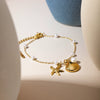 Women's Summer Stainless Steel Pearl Chain With Shell Starfish Pendant And Electroplated Geometry Design Bracelet Jewelry
