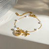 Women's Summer Stainless Steel Pearl Chain With Shell Starfish Pendant And Electroplated Geometry Design Bracelet Jewelry
