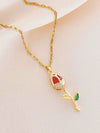 Women's Summer Sweet Style Titanium Steel Necklace With Copper Pendant And Cross Chain Real Gold Plated And Enhanced Color Retention