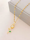 Women's Summer Sweet Style Titanium Steel Necklace With Copper Pendant And Cross Chain Real Gold Plated And Enhanced Color Retention
