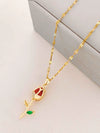 Women's Summer Sweet Style Titanium Steel Necklace With Copper Pendant And Cross Chain Real Gold Plated And Enhanced Color Retention