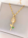 Women's Summer Sweet Style Titanium Steel Necklace With Copper Pendant And Cross Chain Real Gold Plated And Enhanced Color Retention