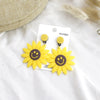Women's Sunflower Flower Earrings With Resin And Plastic Design Pastoral Floral Style Jewelry For Wholesale